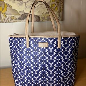Coach Navy and Beige Patterned Tote